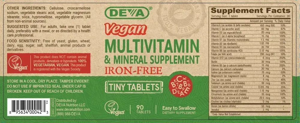 Product image for Vegan Tiny Tablets Multivitamin (Iron-Free).