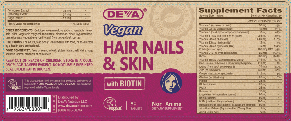 Product image for Vegan Hair Nails &amp; Skin with Biotin.