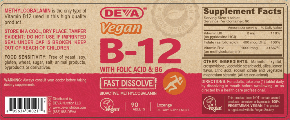 Product image for Vegan Vitamin B-12 (Fast Dissolve) - 1000mcg.