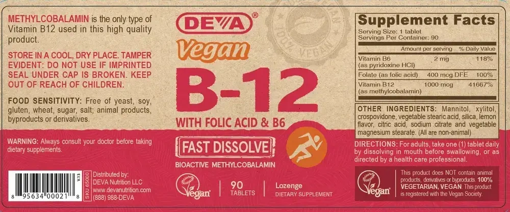 Product image for Vegan Vitamin B-12 (Fast Dissolve) - 1000mcg.
