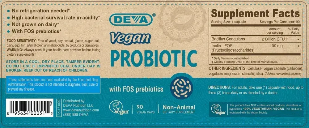 Product image for Vegan Probiotic with Prebiotic.