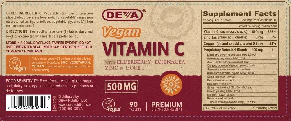 Product image for Vegan Vitamin C  500mg + Elderberry.