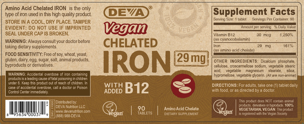 Product image for Vegan Chelated Iron 29mg.