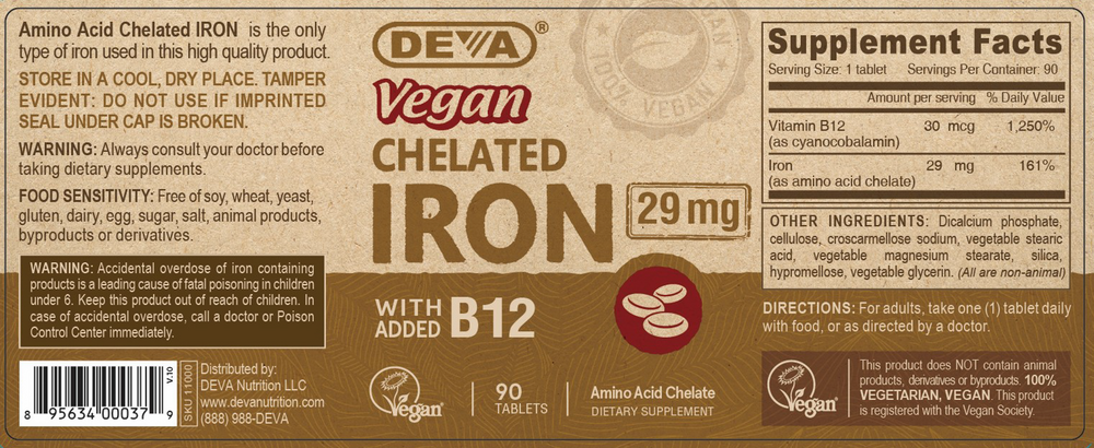 Product image for Vegan Chelated Iron 29mg.