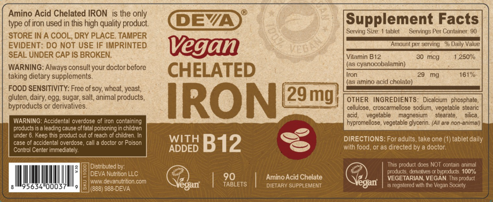 Product image for Vegan Chelated Iron 29mg.