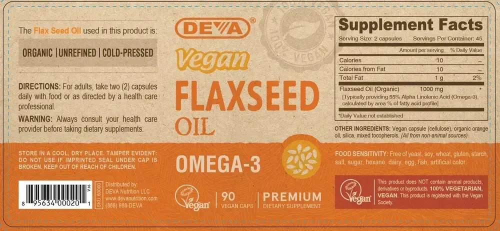 Product image for Vegan Flax Seed Oil.