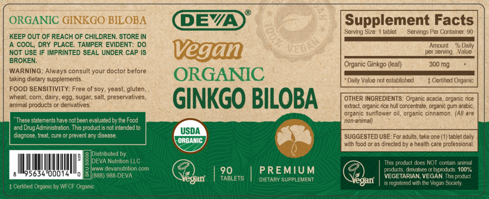 Product image for Vegan Ginkgo Biloba Organic.