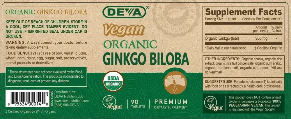 Product image for Vegan Ginkgo Biloba Organic.