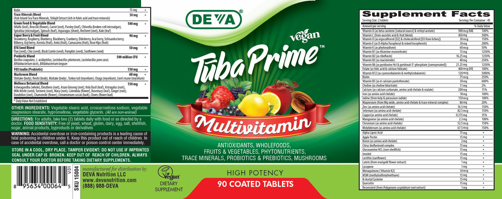 Product image for Vegan Tūba Prime Multivitamin.