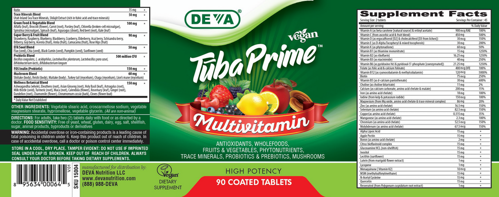 Product image for Vegan Tūba Prime Multivitamin.