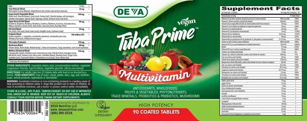 Product image for Vegan Tūba Prime Multivitamin.