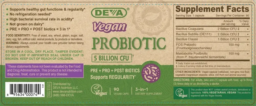 Product image for Vegan Probiotic with Probiotics/Postbiotics.