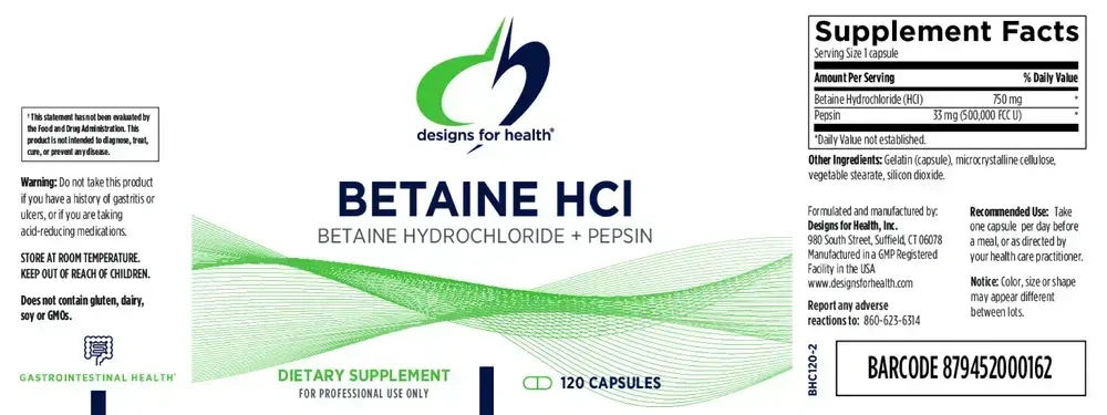 Product image for Betaine HCL(with pepsin) 750mg.