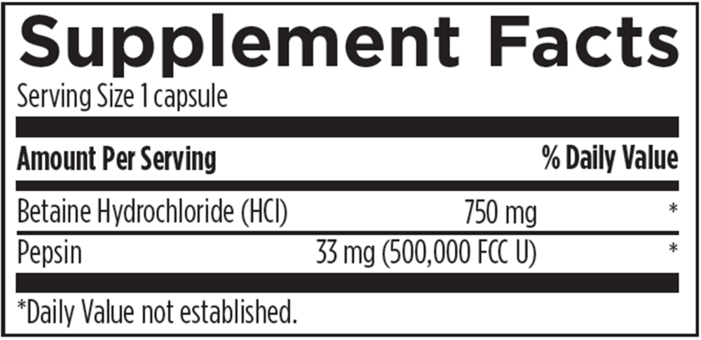 Product image for Betaine HCL(with pepsin) 750mg.