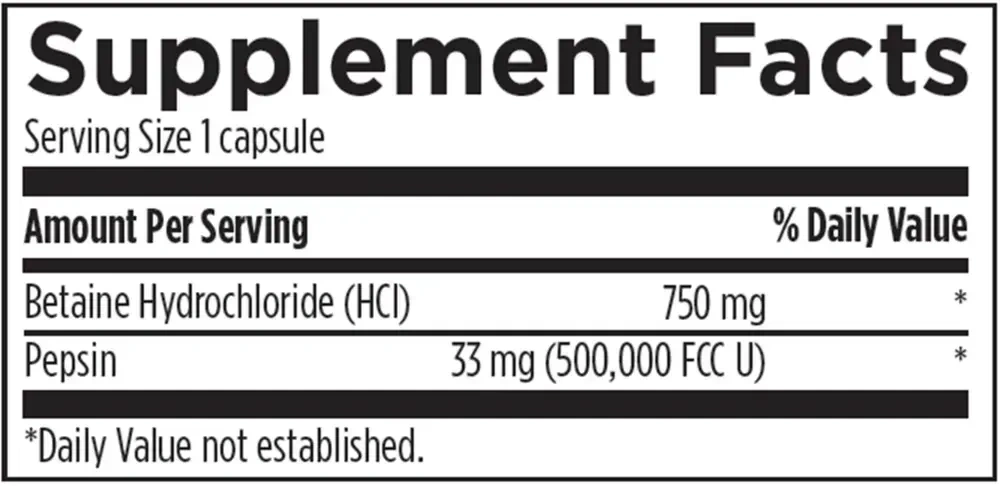 Product image for Betaine HCL(with pepsin) 750mg.