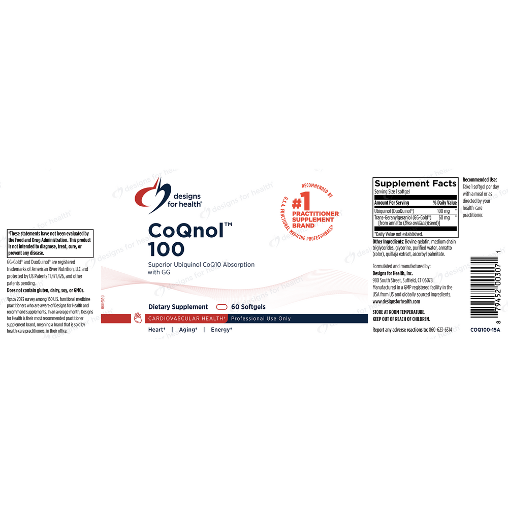 Product image for CoQnol CoQ10 (Ubiquinol) 100mg.