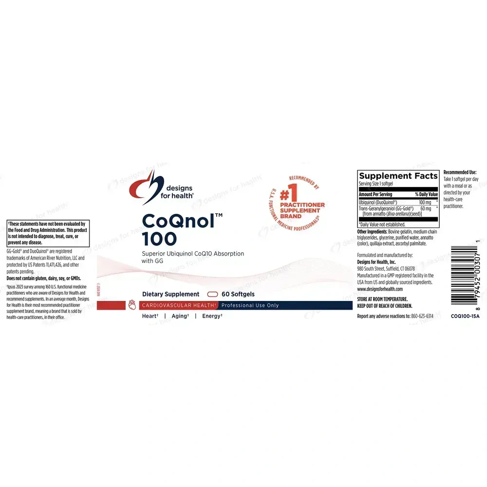 Product image for CoQnol CoQ10 (Ubiquinol) 100mg.