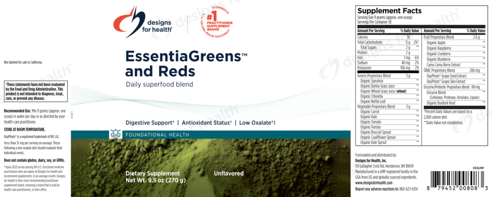 Product image for EssentiaGreens™ and Reds Unflavored (California Only).