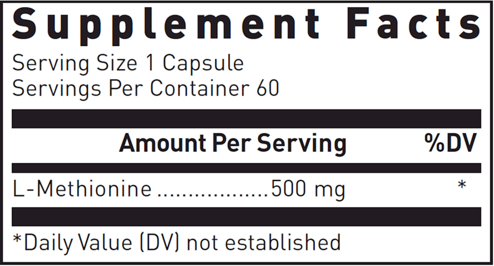 Product image for L-Methionine 500mg.