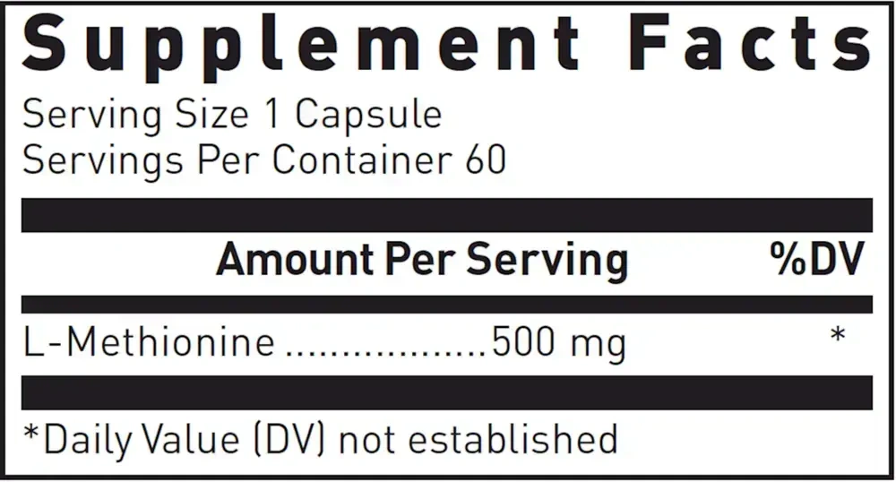 Product image for L-Methionine 500mg.