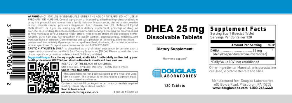 Product image for DHEA 25mg (Dissolvable Tablet).