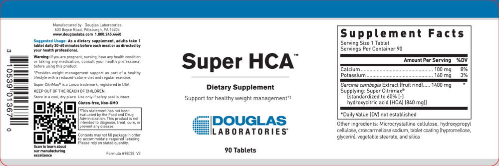 Product image for Super HCA 1,400mg w&#x2F;Garcinia cambogia Ext..