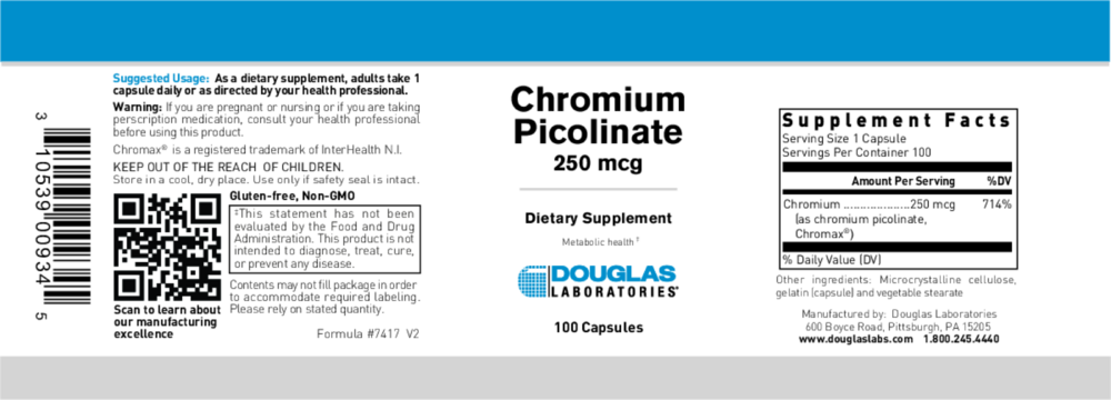 Product image for Chromium Picolinate 250mcg.