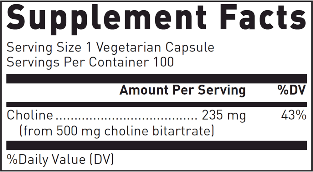 Product image for Choline Bitartrate 500mg.