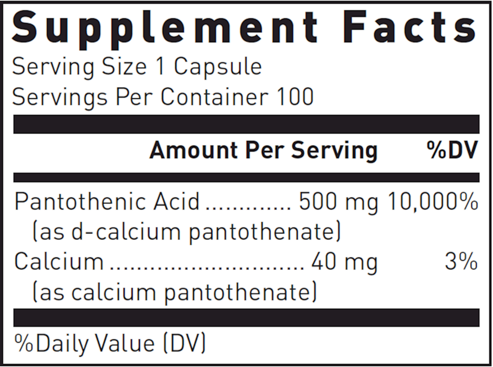 Product image for Pantothenic Acid 500mg.