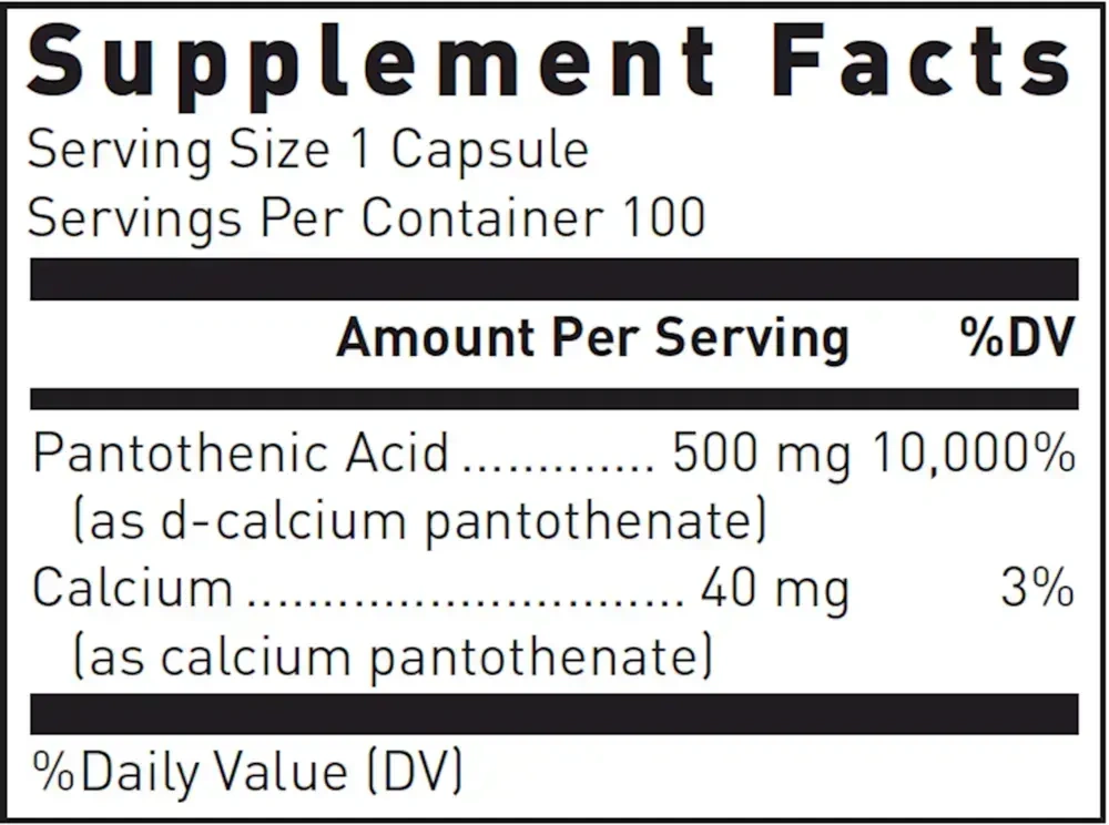 Product image for Pantothenic Acid 500mg.