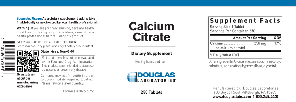 Product image for Calcium Citrate (250mg).