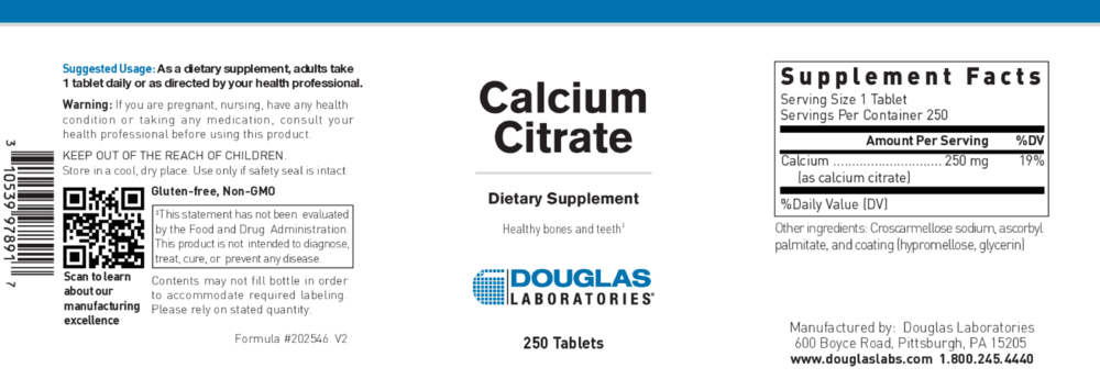 Product image for Calcium Citrate (250mg).