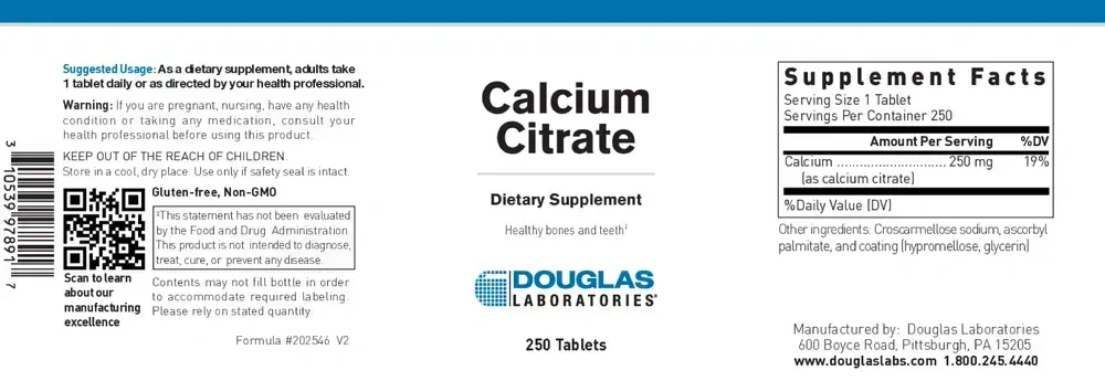 Product image for Calcium Citrate (250mg).