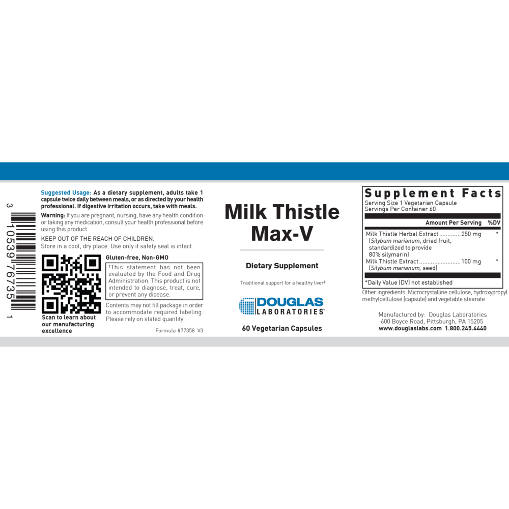 Product image for Milk Thistle Max-V 250mg.