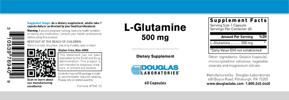 Product image for L-Glutamine 500mg.