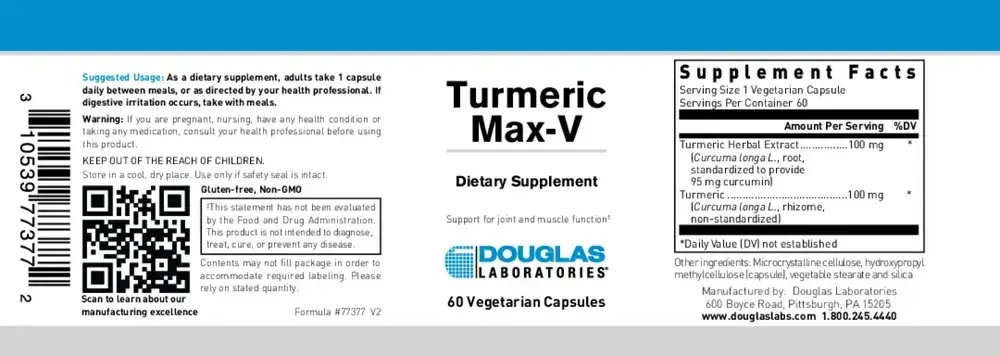 Product image for Turmeric Max-V 100mg.