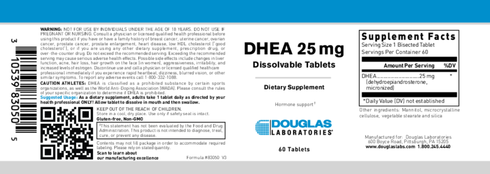 Product image for DHEA 25mg (Dissolvable Tablet).