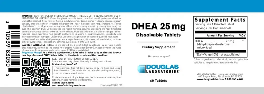 Product image for DHEA 25mg (Dissolvable Tablet).