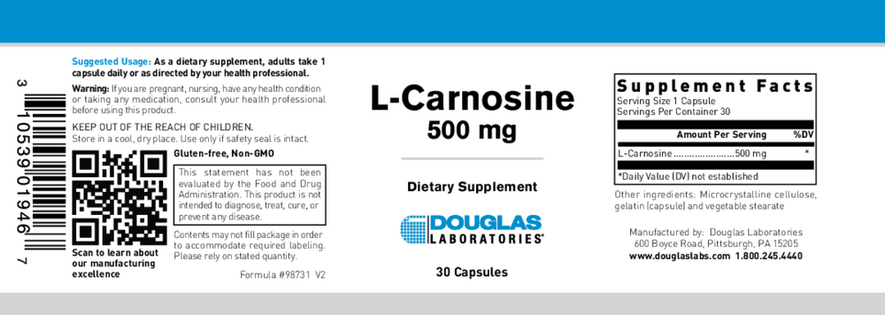 Product image for L-Carnosine 500mg.