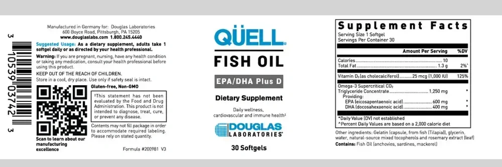 Product image for Quell Fish Oil EPA/DHA plus Vitamin D.