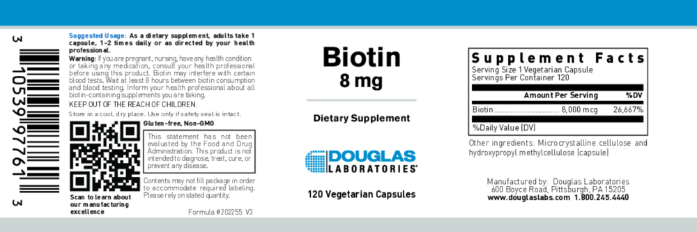 Product image for Biotin 8mg.