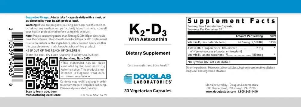 Product image for K2-D3 w/Astaxanthin 30c.