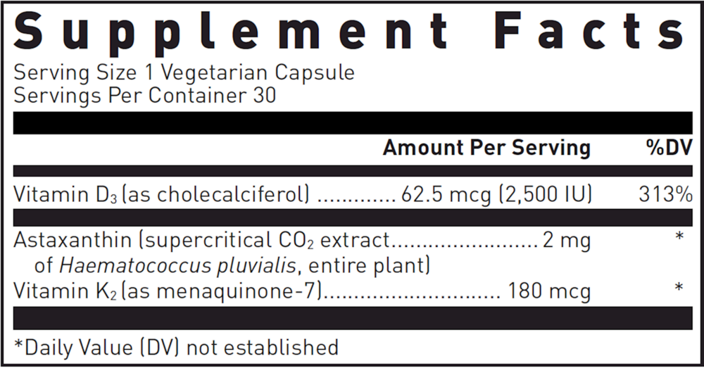 Product image for K2-D3 w&#x2F;Astaxanthin 30c.