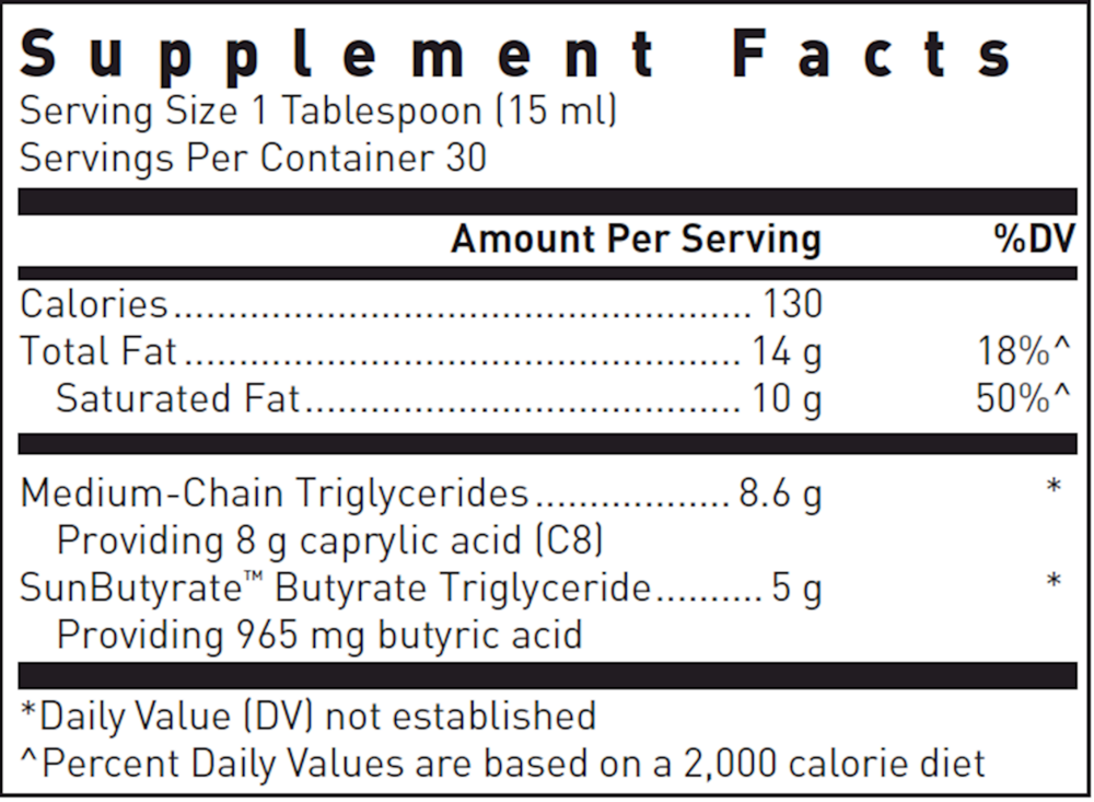 Product image for MCT/Butyrate Liquid with SunButyrate™.