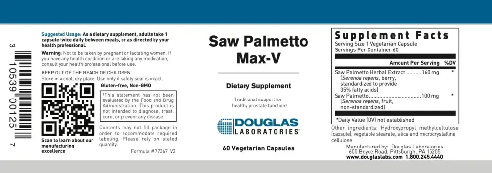 Product image for Saw Palmetto Max-V (California Only).