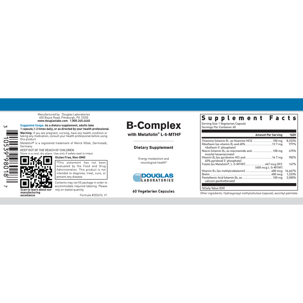 Product image for B-Complex with Metafolin® L-5-MTHF.