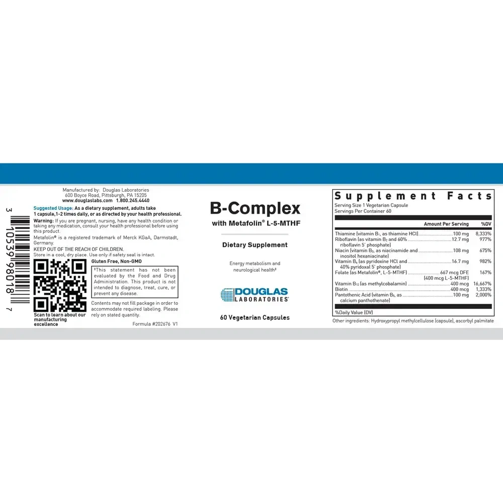 Product image for B-Complex with Metafolin® L-5-MTHF.