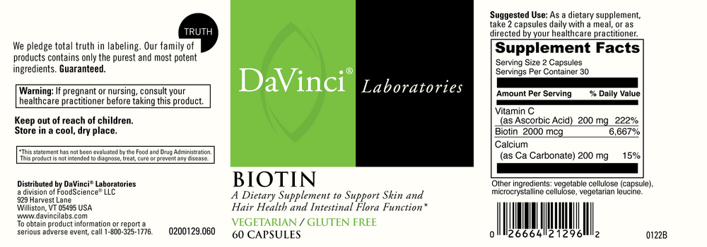 Product image for Biotin 2000 mcg with Vitamin C.