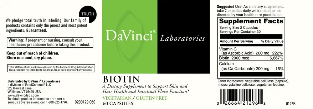 Product image for Biotin 2000 mcg with Vitamin C.