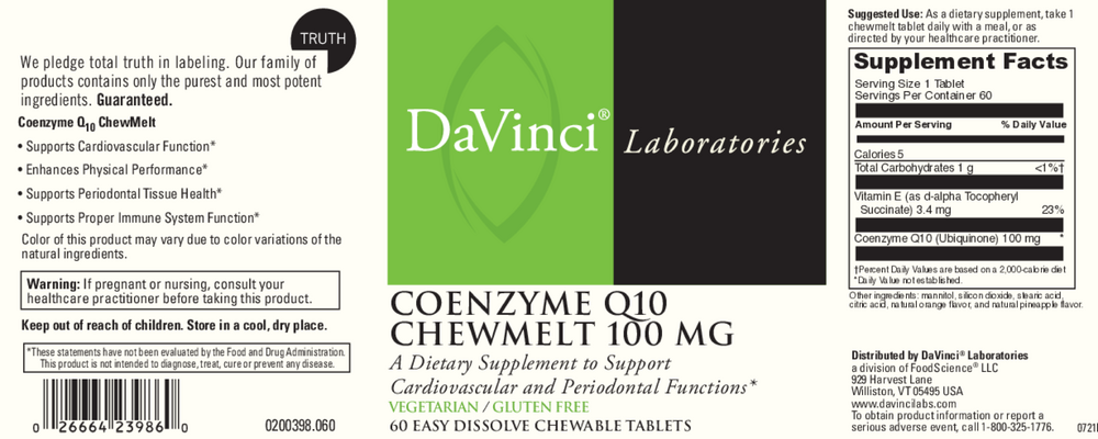 Product image for CoQ10 100mg Chewable Tablets.